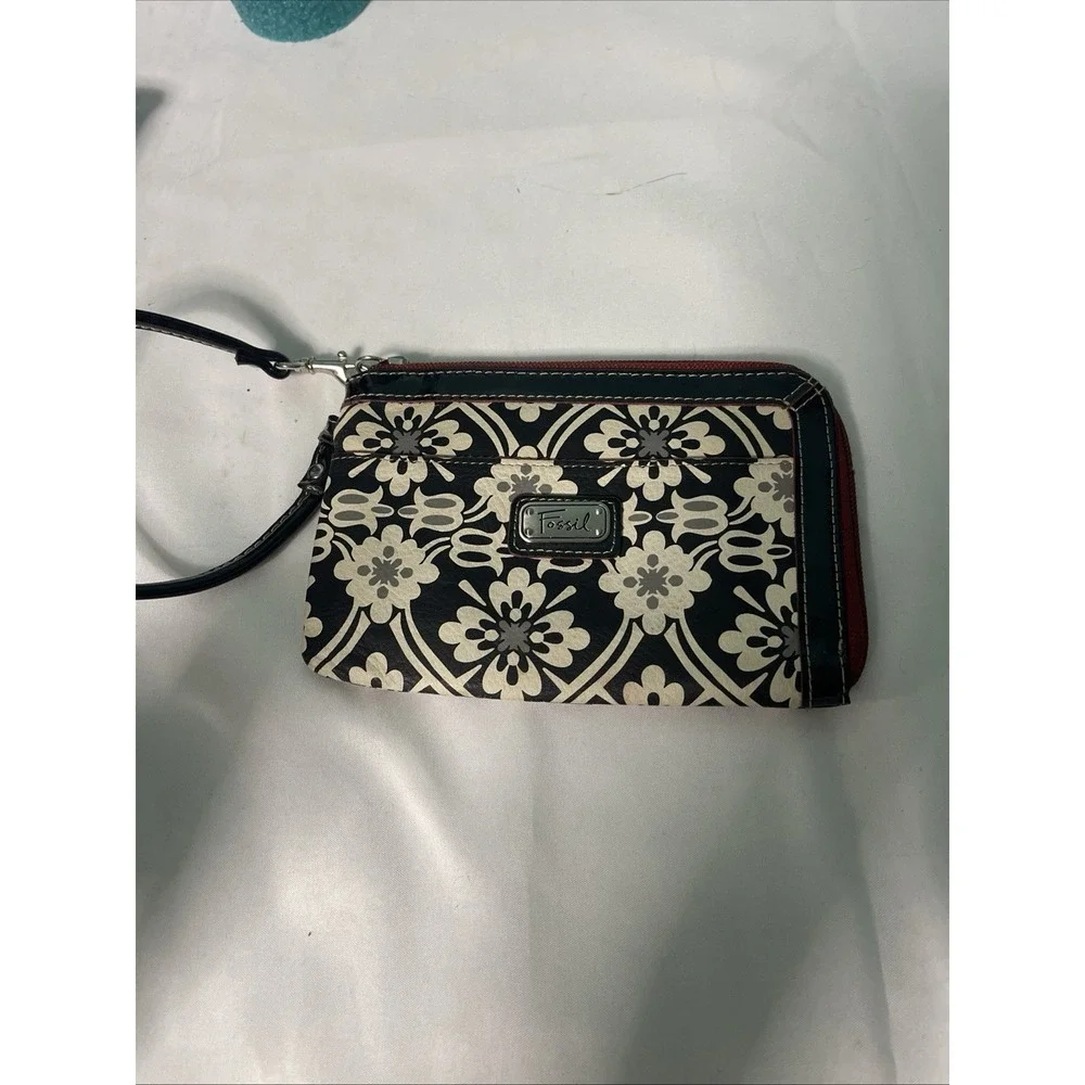 Fossil‎ Key Per Wristlet Canvas Floral Purse